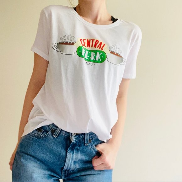 Friends TV Show Central Perk T-Shirt For Men - Sport Grey, Slim Fit (Small)